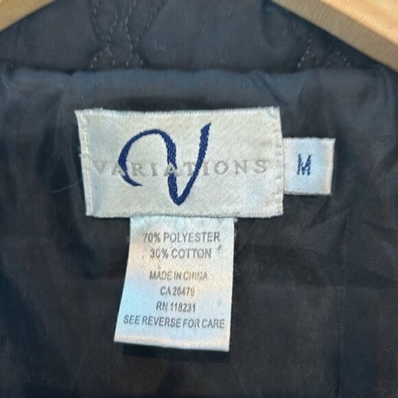 Variations black quilted nylon zip front light jacket size medium - Picture 9 of 10